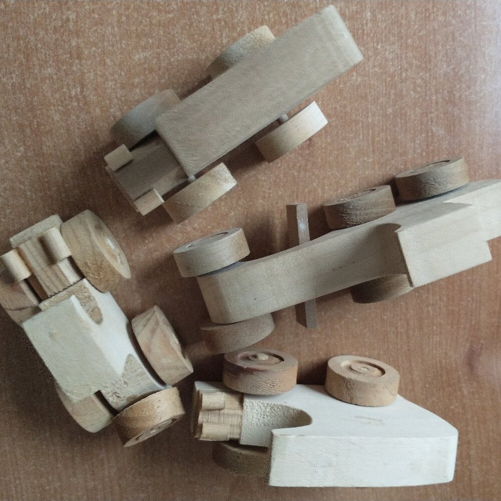 Wooden Child's Toys Unpainted (4 piece) - Good Condition